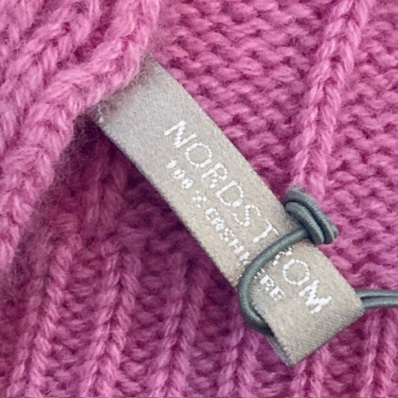 NWT 100% Cashmere $165 Nordstrom Pink Cable Knit Warm Winter Luxe Classic Scarf - Picture 5 of 8